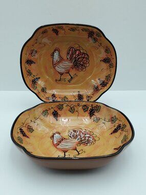 Lang Redware Wine Country Bowls Susan Winget Rooster Serving Dishes